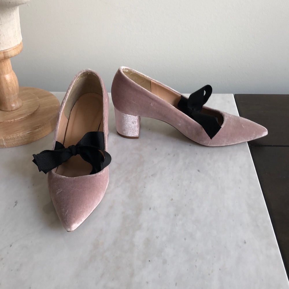 J Crew velvet bow heels